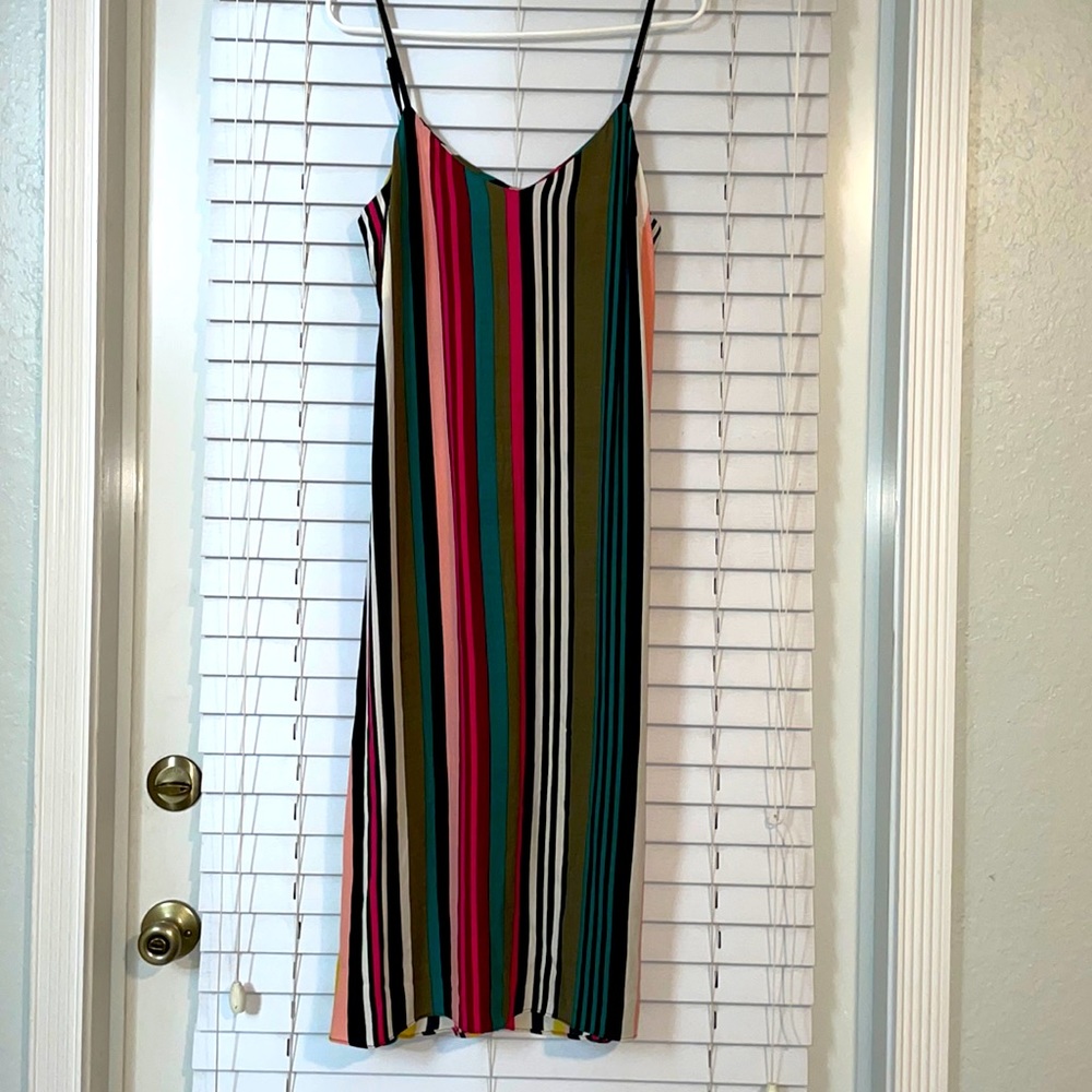 Express Multicolor Striped Midi Slip Dress